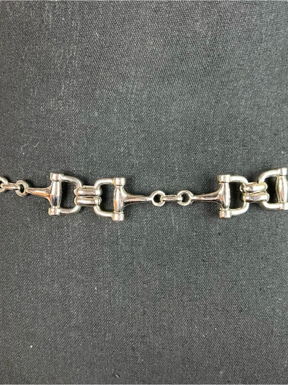ESCADA Women’s Silver Tone Adjustable Equestrian Chain Link Horse Bit Belt